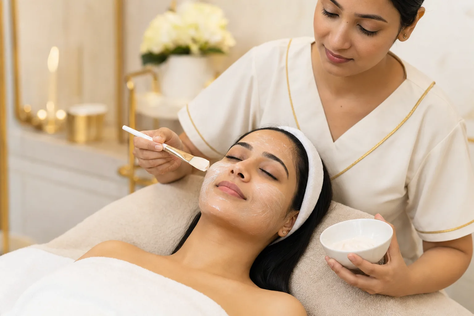 Relaxing professional facial treatment at N Salon Pitampura