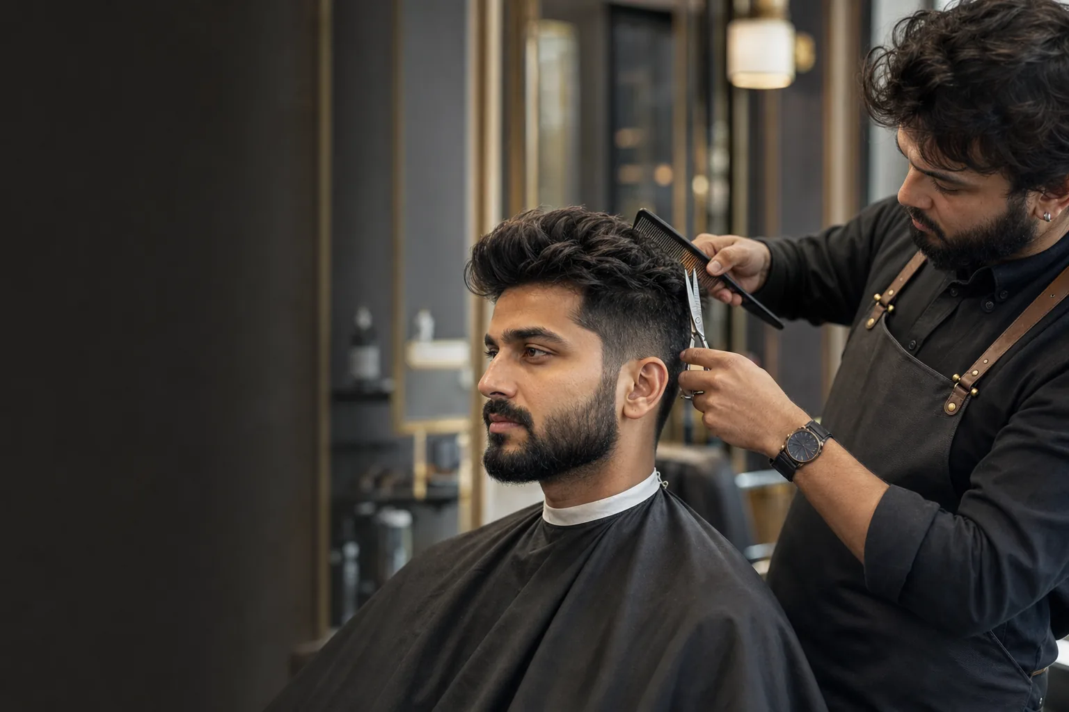 Professional men's haircut and styling at N Salon Pitampura