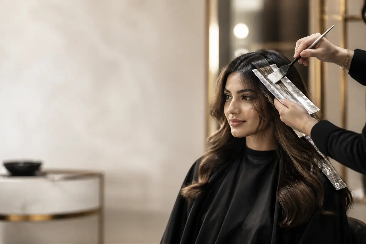 Glossy, freshly coloured hair after a salon colour service